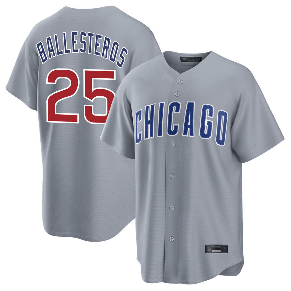 STECN C.Cubs #25 Mois¡§|s Ballesteros Player Gray Home Game Stitched Jerseys