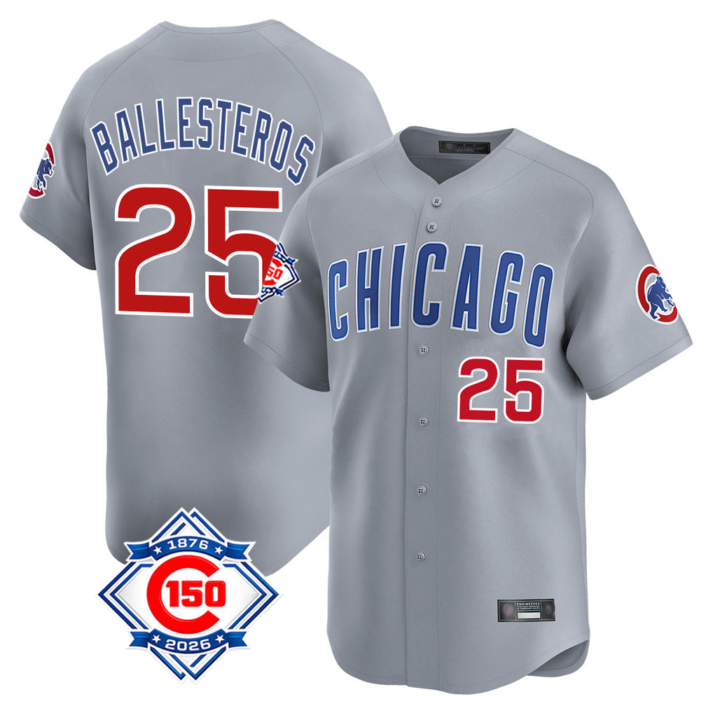 STECN C.Cubs #25 Mois¡§|s Ballesteros Player Gray Road Limited Elite Home Stitched Jerseys