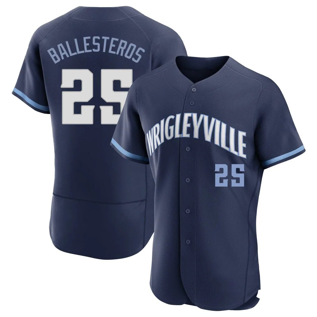STECN C.Cubs #25 Mois¡§|s Ballesteros Player Navy City Connect Limited Elite Home Stitched Jerseys