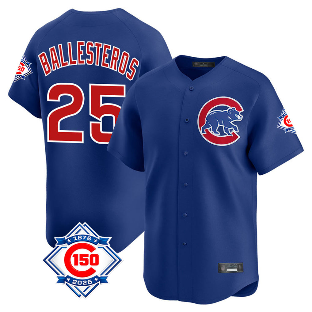 STECN C.Cubs #25 Mois¡§|s Ballesteros Player Royal 150th Anniversary Limited Home Stitched Jerseys
