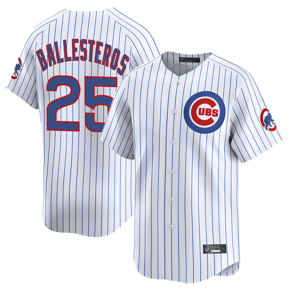 STECN C.Cubs #25 Mois¡§|s Ballesteros Player White Limited Home Game Stitched Jerseys