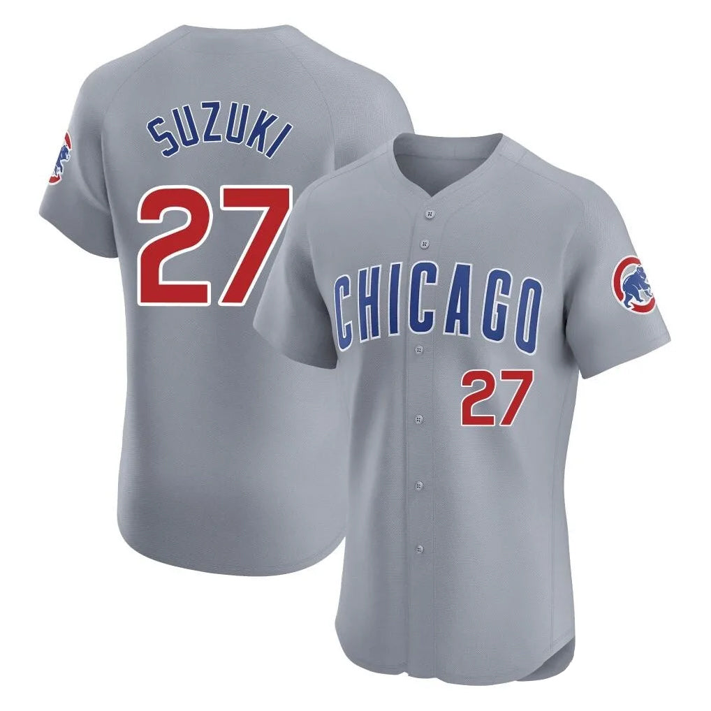 STECN C.Cubs #27 Seiya Suzuki Player Gray Road Limited Elite Home Stitched Jerseys