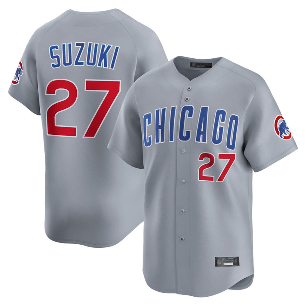 STECN C.Cubs #27 Seiya Suzuki Player Gray Road Limited Home Stitched Jerseys