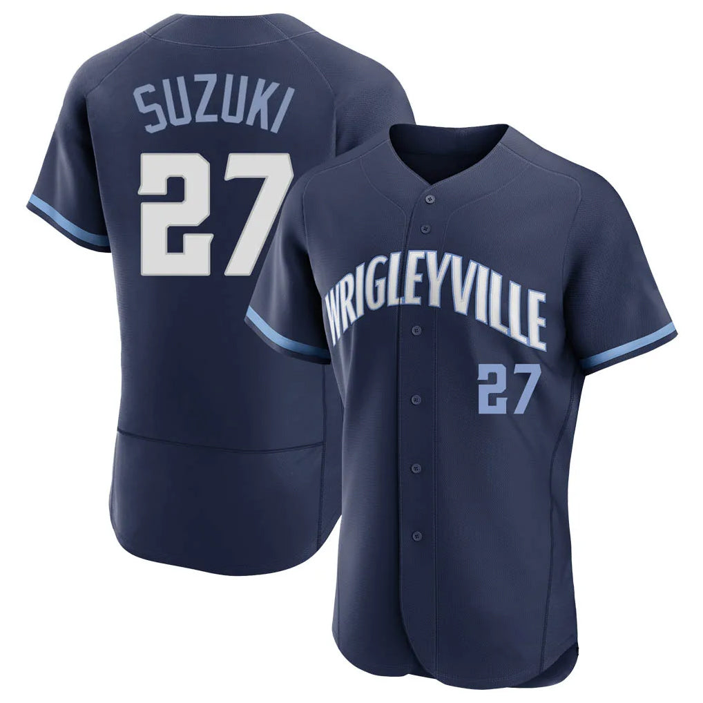 STECN C.Cubs #27 Seiya Suzuki Player Navy City Connect Limited Elite Home Stitched Jerseys