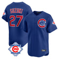 STECN C.Cubs #27 Seiya Suzuki Player Royal 150th Anniversary Limited Home Stitched Jerseys