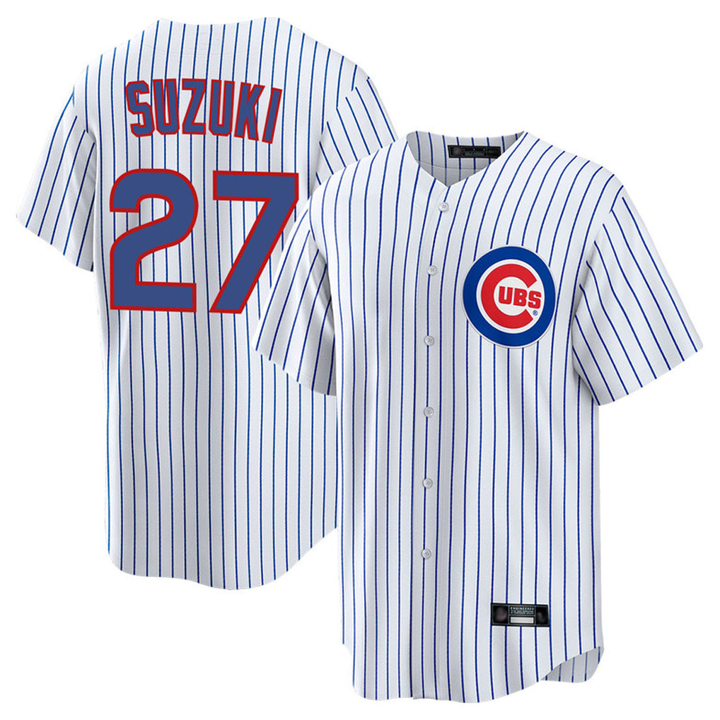 STECN C.Cubs #27 Seiya Suzuki Player White Game Home Stitched Jerseys