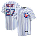 STECN C.Cubs #27 Seiya Suzuki Player White Game Home Stitched Jerseys