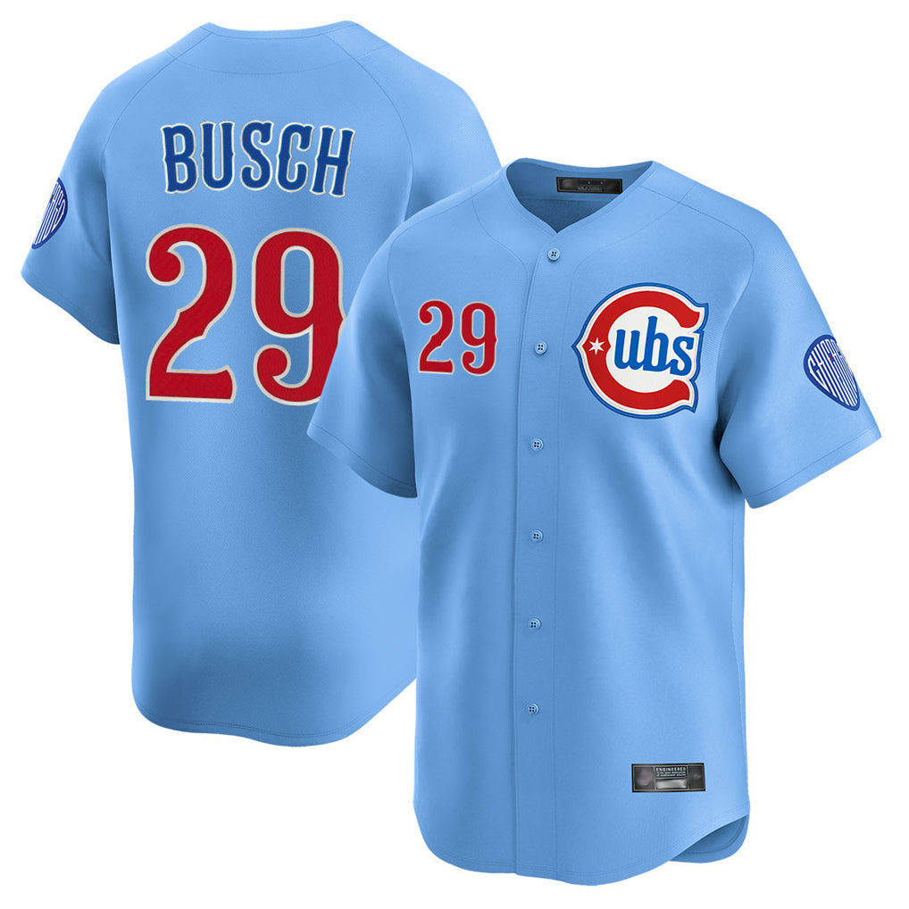STECN C.Cubs #29 Michael Busch Player Light Blue Limited Home Stitched Jerseys