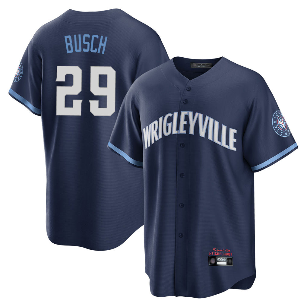 STECN C.Cubs #29 Michael Busch Player Navy City Connect Home Game Stitched Jerseys