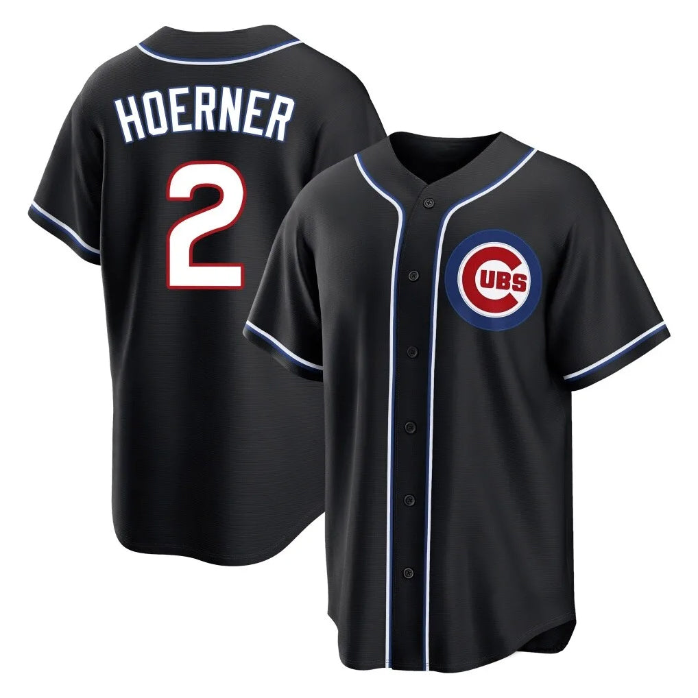 STECN C.Cubs #2 Nico Hoerner Player Black Fashion Out Game Stitched Jerseys