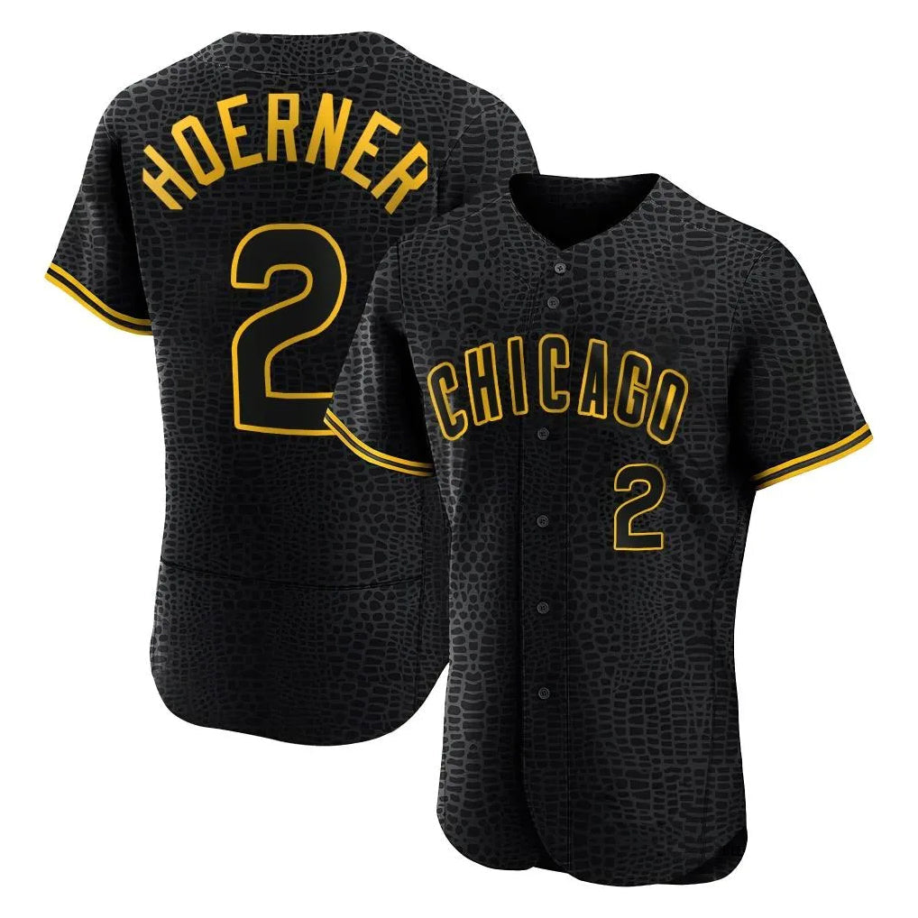 STECN C.Cubs #2 Nico Hoerner Player Black Snake Skin City Limited Elite Home Game Stitched Jerseys