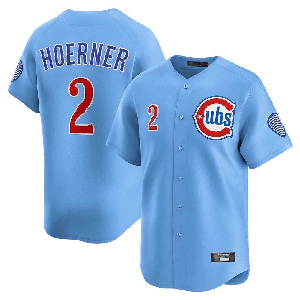 STECN C.Cubs #2 Nico Hoerner Player Light Blue Limited Home Stitched Jerseys