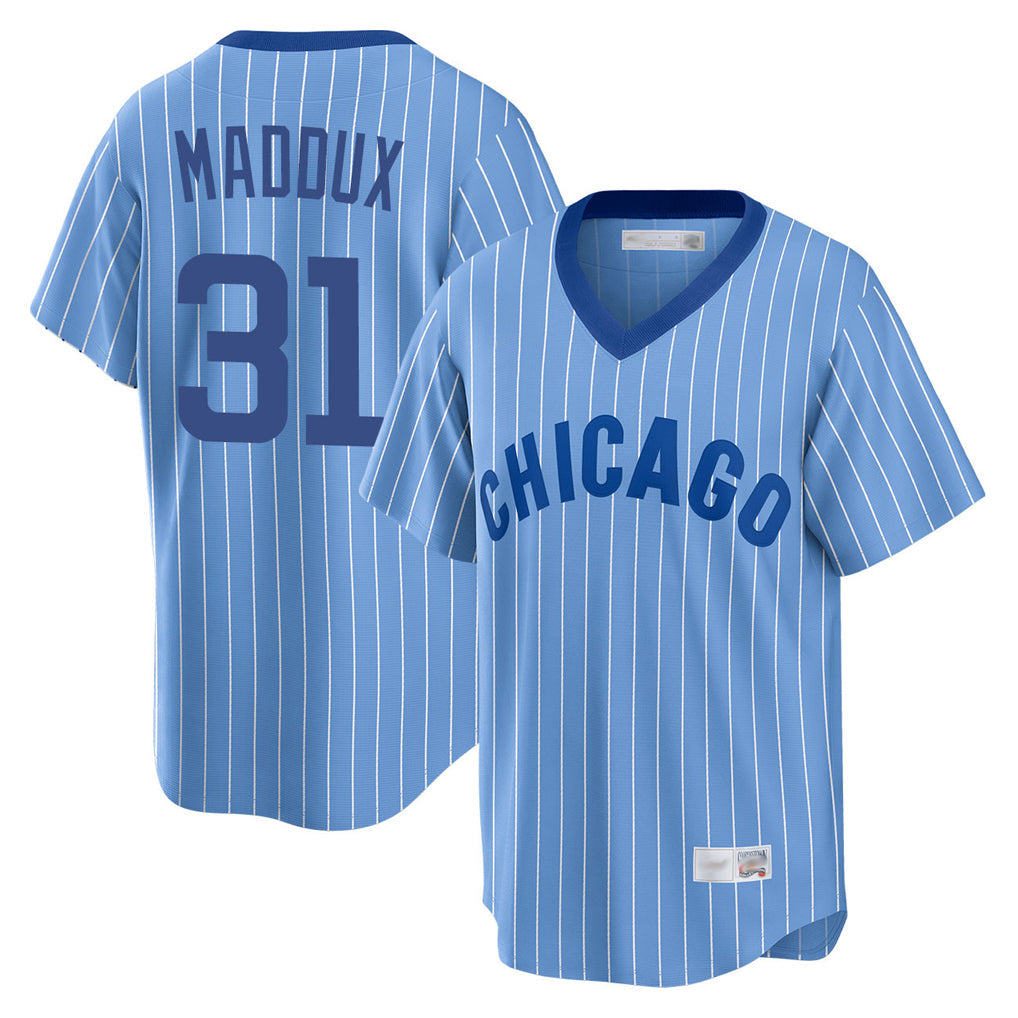 STECN C.Cubs #31 Greg Maddux Player Blue T-shirt Cooperstown Collection Limited Stitched Jerseys
