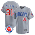 STECN C.Cubs #31 Greg Maddux Player Gray Road 150th Anniversary Limited Home Stitched Jerseys