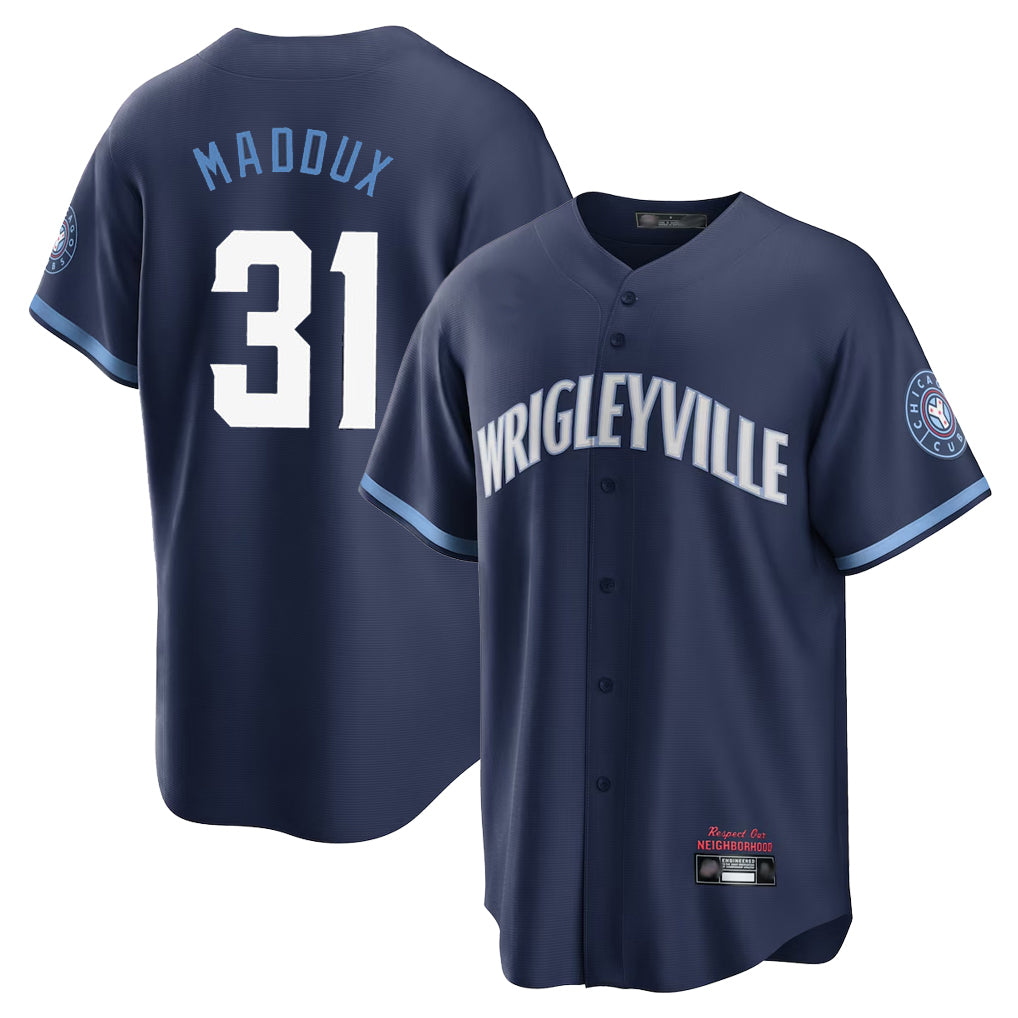 STECN C.Cubs #31 Greg Maddux Player Navy City Connect Home Game Stitched Jerseys