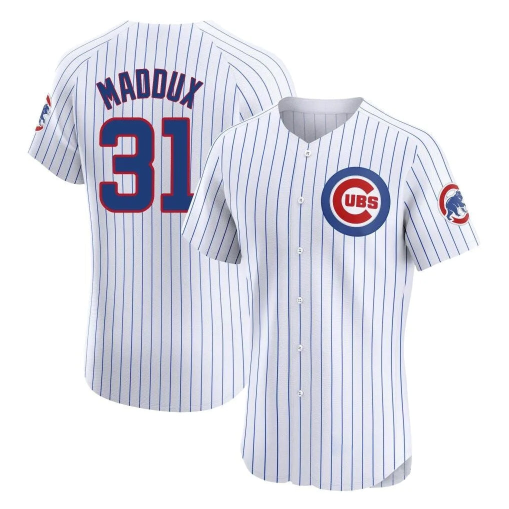 STECN C.Cubs #31 Greg Maddux Player White Limited Elite Home Game Stitched Jerseys