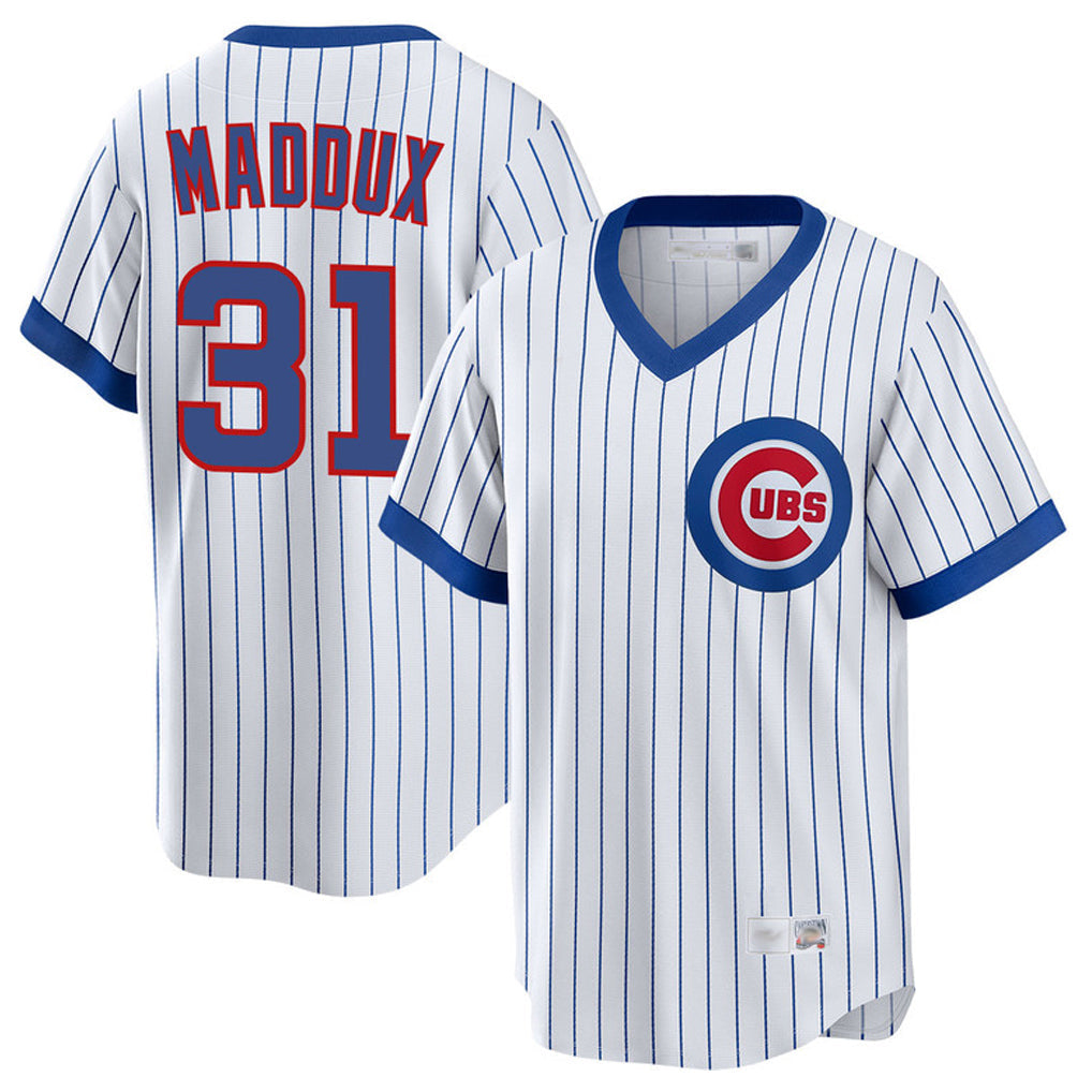 STECN C.Cubs #31 Greg Maddux Player White T-shirt Cooperstown Collection Limited Stitched Jerseys