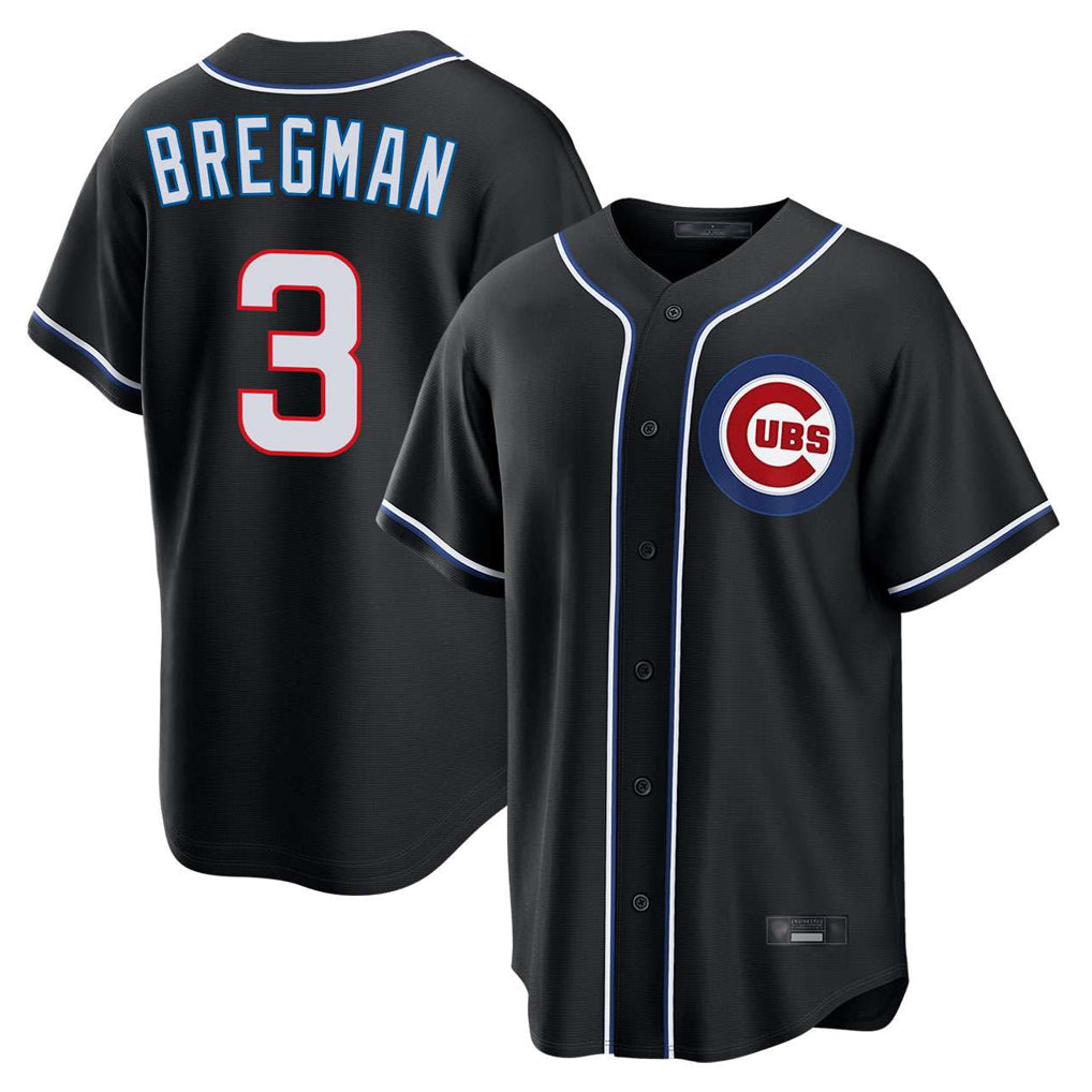 STECN C.Cubs #3 Alex Bregman Black Fashion Out Game Stitched Jerseys