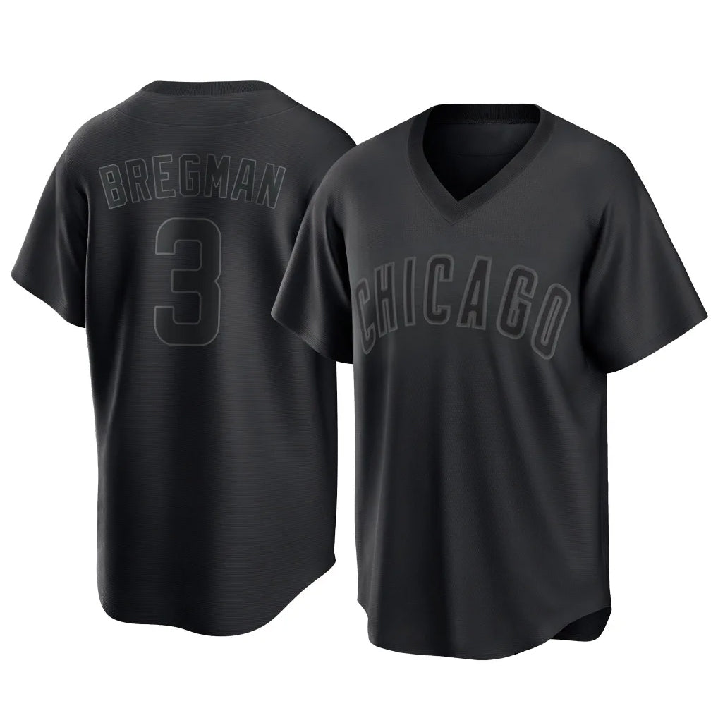 STECN C.Cubs #3 Alex Bregman Black T-shirt Home Game Stitched Jerseys