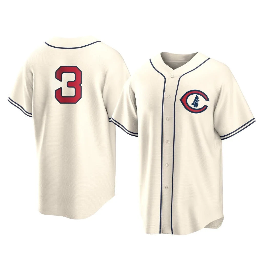 STECN C.Cubs #3 Alex Bregman Cream Field of Dreams Home Game Stitched Jerseys