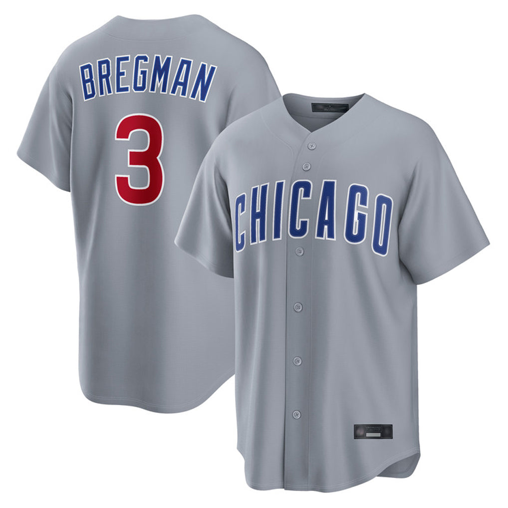 STECN C.Cubs #3 Alex Bregman Gray Home Game Stitched Jerseys