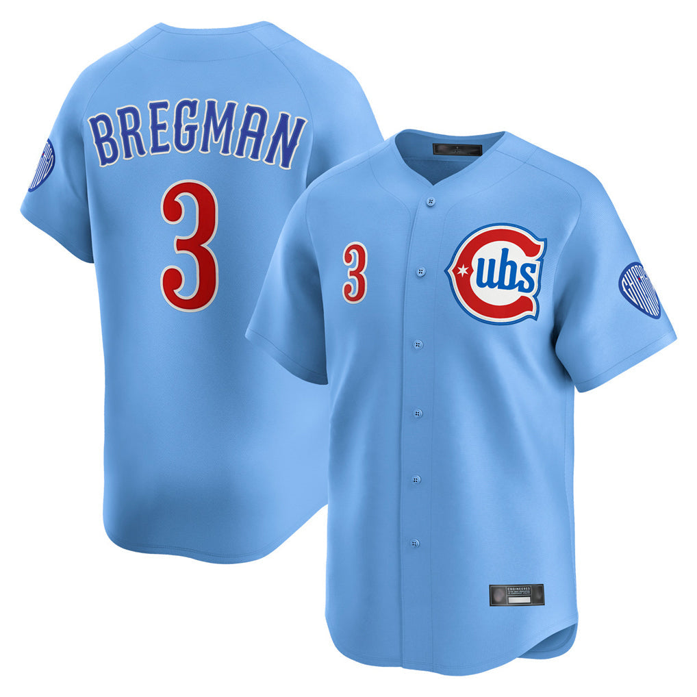 STECN C.Cubs #3 Alex Bregman Light Blue Limited Home Stitched Jerseys