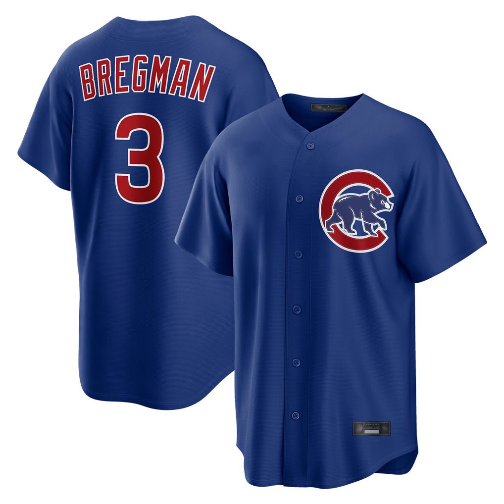STECN C.Cubs #3 Alex Bregman Royal Home Game Stitched Jerseys