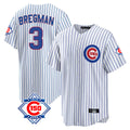 STECN C.Cubs #3 Alex Bregman White 150th Anniversary Home Game Stitched Jerseys