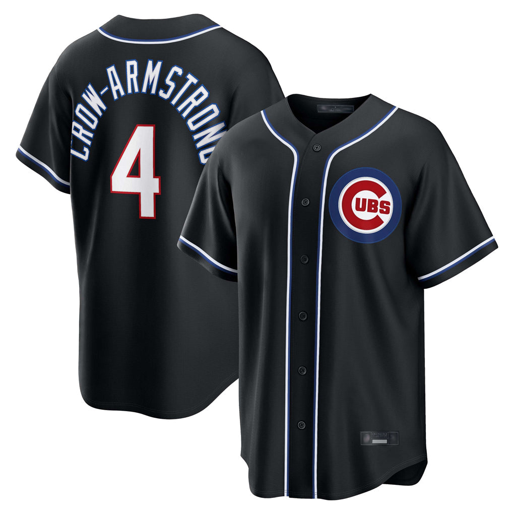 STECN C.Cubs #4 Pete Crow-Armstrong Player Black Fashion Out Game Stitched Jerseys