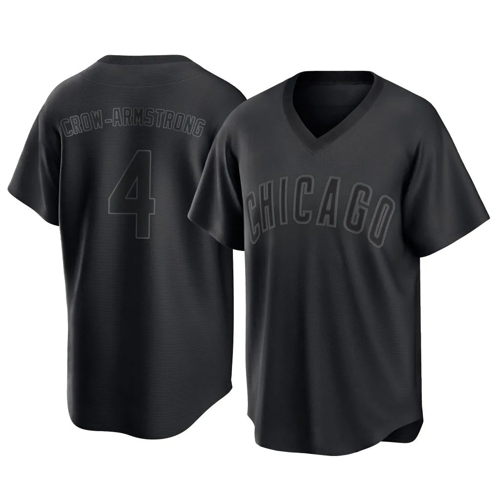 STECN C.Cubs #4 Pete Crow-Armstrong Player Black T-shirt Home Game Stitched Jerseys