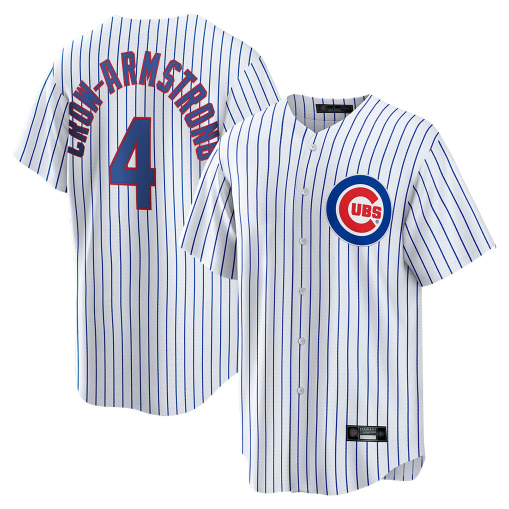 STECN C.Cubs #4 Pete Crow-Armstrong Player White Game Home Stitched Jerseys