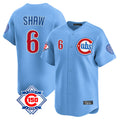 STECN C.Cubs #6 Matt Shaw Player Light Blue 150th Anniversary Limited Home Stitched Jerseys