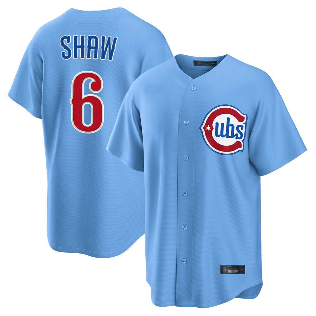 STECN C.Cubs #6 Matt Shaw Player Light Blue Home Game Stitched Jerseys