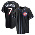 STECN C.Cubs #7 Dansby Swanson Player Black Fashion Out Game Stitched Jerseys