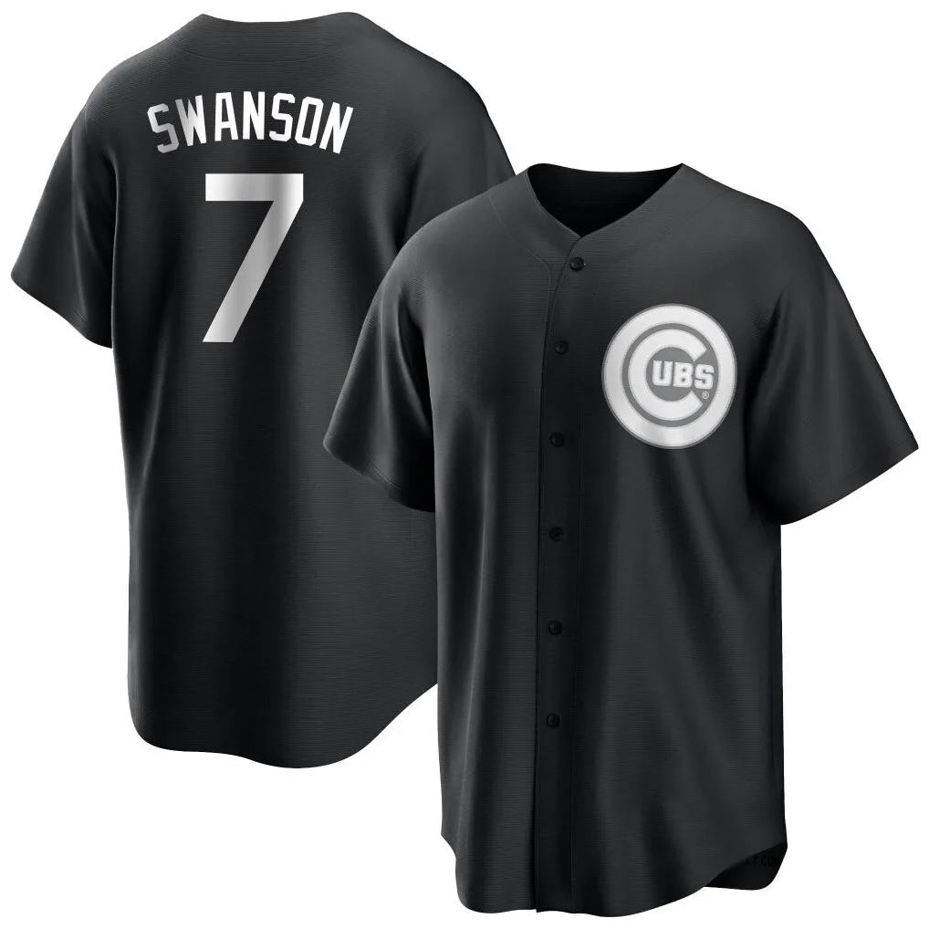 STECN C.Cubs #7 Dansby Swanson Player Black Game Stitched Jerseys