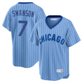 STECN C.Cubs #7 Dansby Swanson Player Blue T-shirt Cooperstown Collection Limited Stitched Jerseys