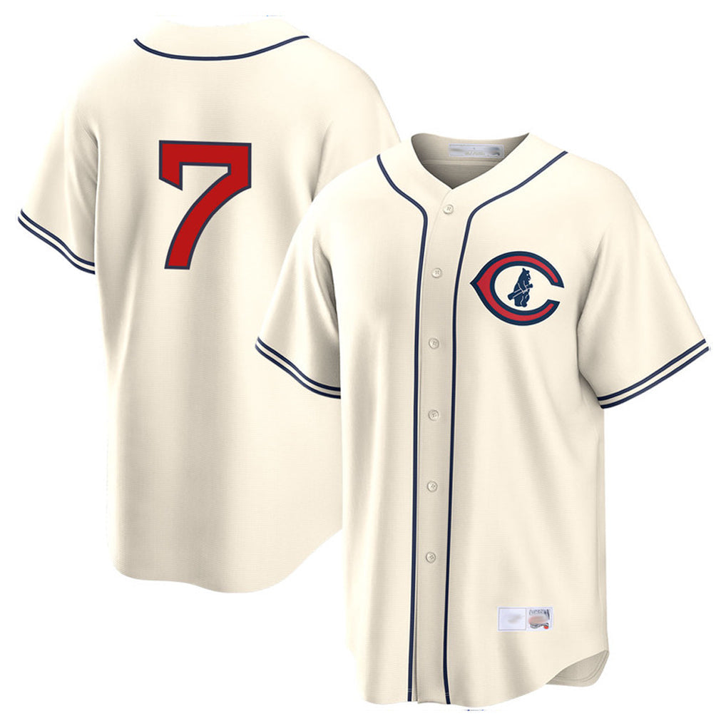 STECN C.Cubs #7 Dansby Swanson Player Cream Field of Dreams Home Game Stitched Jerseys