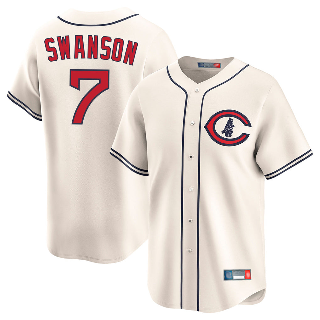 STECN C.Cubs #7 Dansby Swanson Player Cream Field of Dreams Limited Home Game Stitched Jerseys