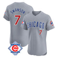 STECN C.Cubs #7 Dansby Swanson Player Gray Road 150th Anniversary Limited Elite Home Stitched Jerseys