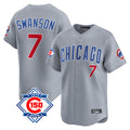 STECN C.Cubs #7 Dansby Swanson Player Gray Road 150th Anniversary Limited Home Stitched Jerseys