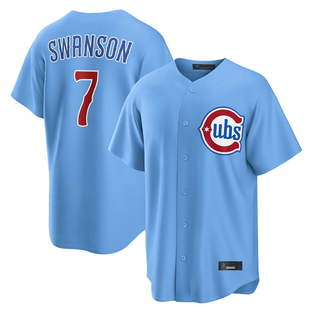STECN C.Cubs #7 Dansby Swanson Player Light Blue Home Game Stitched Jerseys