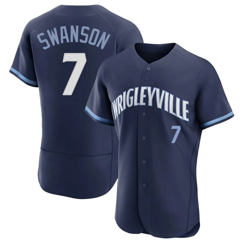 STECN C.Cubs #7 Dansby Swanson Player Navy City Connect Limited Elite Home Stitched Jerseys