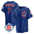 STECN C.Cubs #7 Dansby Swanson Player Royal 150th Anniversary Home Game Stitched Jerseys