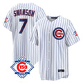 STECN C.Cubs #7 Dansby Swanson Player White 150th Anniversary Game Home Stitched Jerseys