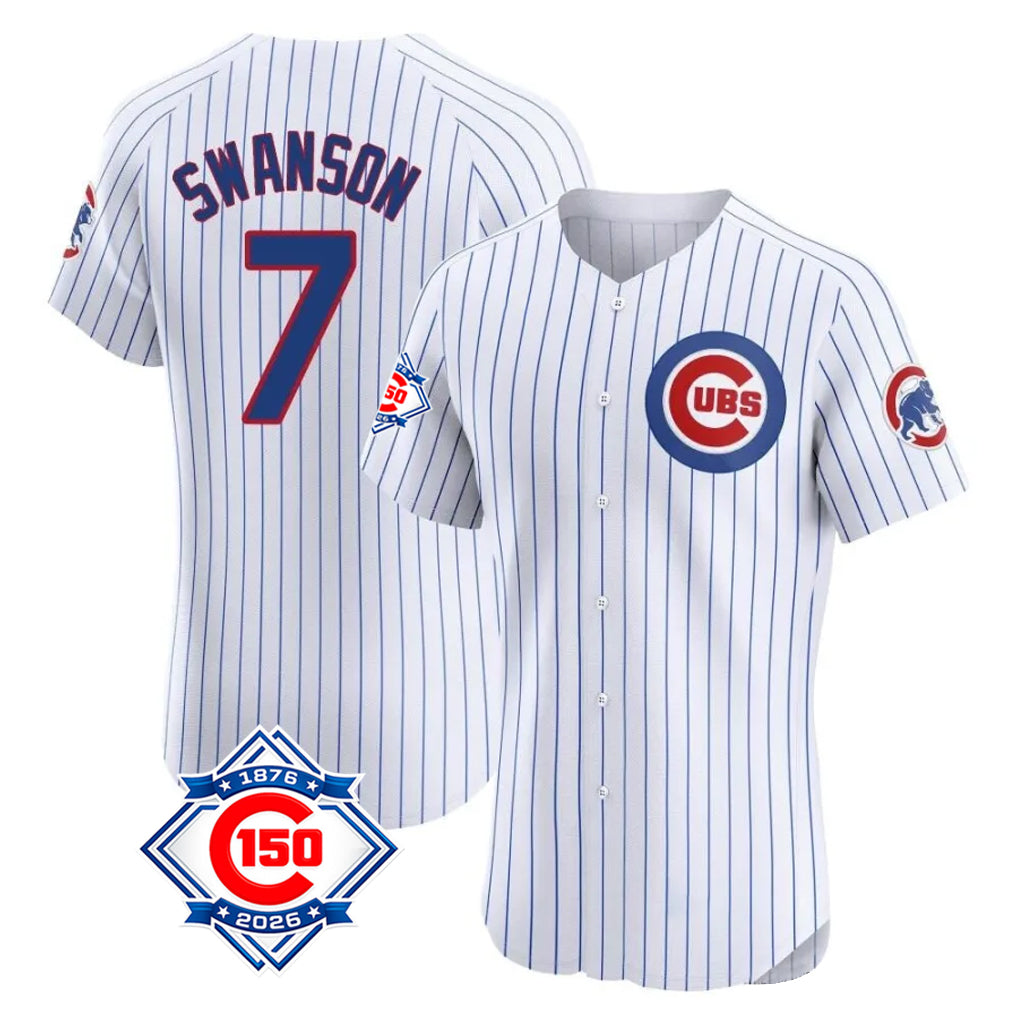 STECN C.Cubs #7 Dansby Swanson Player White Limited Elite Home Game Stitched Jerseys