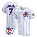STECN C.Cubs #7 Dansby Swanson Player White 150th Anniversary Limited Elite Home Game Stitched Jerseys