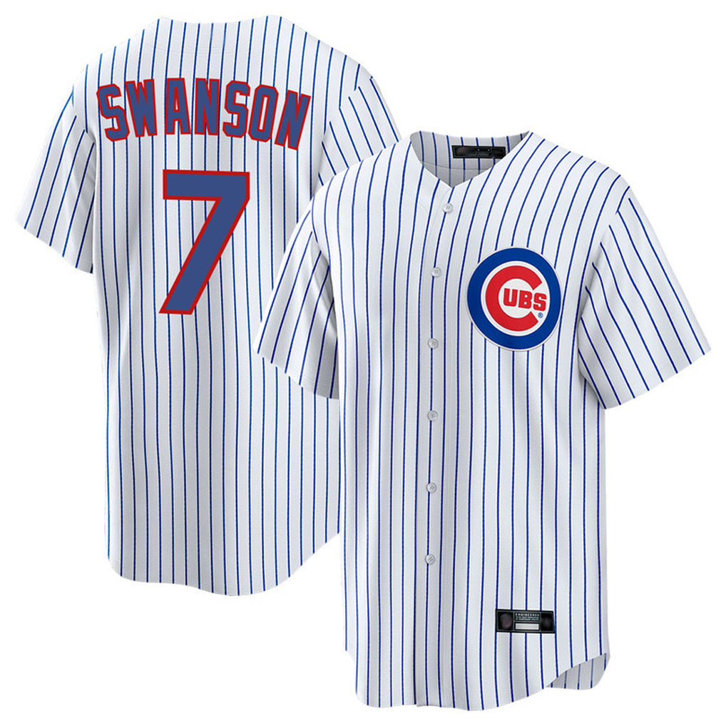 STECN C.Cubs #7 Dansby Swanson Player White Home Game Stitched Jerseys