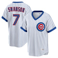 STECN C.Cubs #7 Dansby Swanson Player White T-shirt Cooperstown Collection Limited Stitched Jerseys