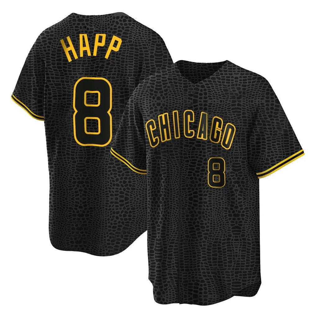 STECN C.Cubs #8 Ian Happ Player Black Snake Skin City Game Stitched Jerseys
