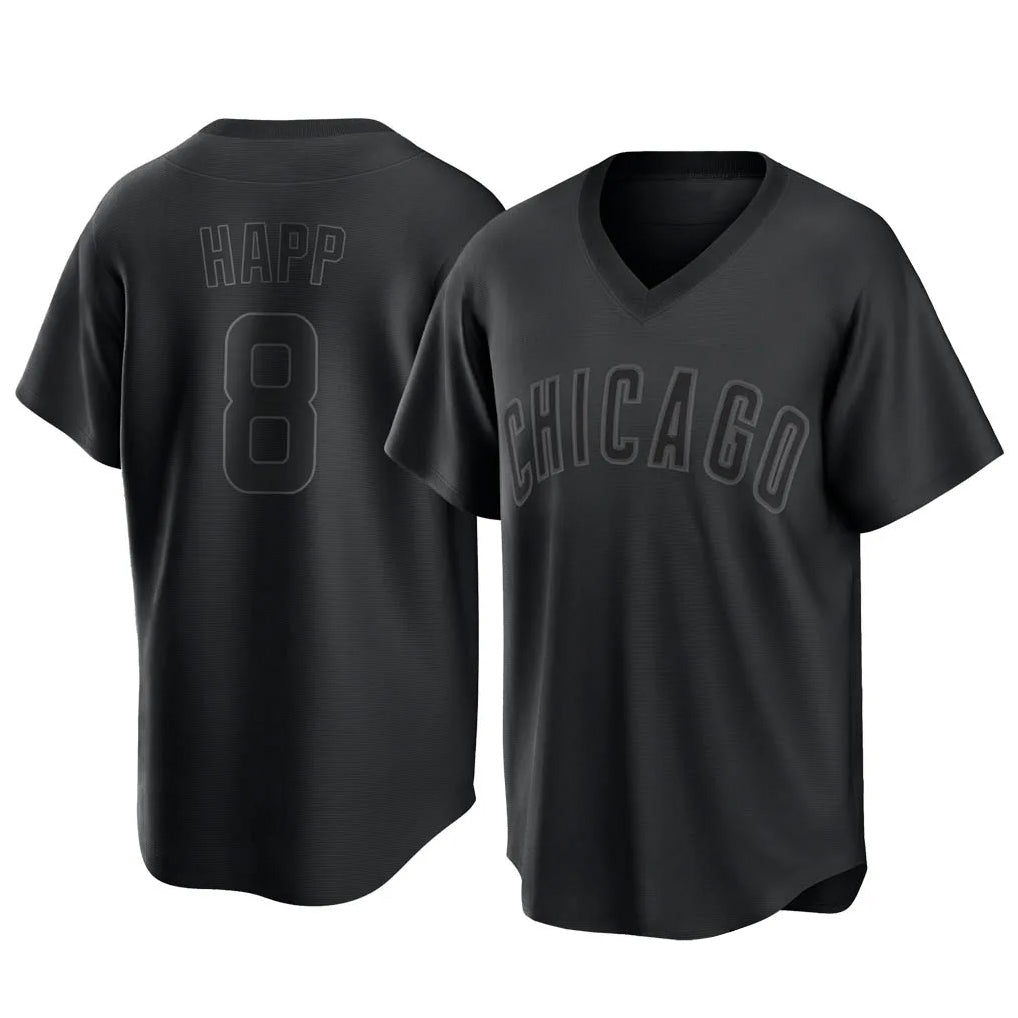 STECN C.Cubs #8 Ian Happ Player Black T-shirt Home Game Stitched Jerseys